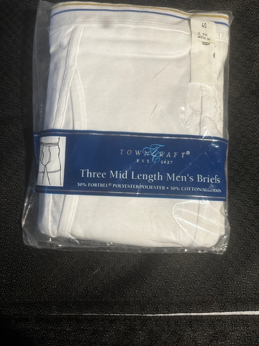Vintage Towncraft JCPenney Mid Length Men's Briefs White Size 40 New 3-pack